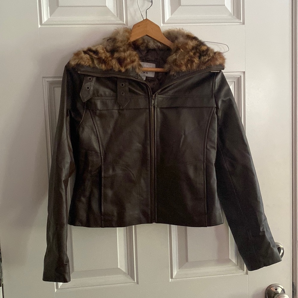 Vintage Wilson Leather Jacket with rabbit fur collar